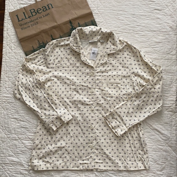 NWT LL Bean Flannel PJ Top - Picture 1 of 6
